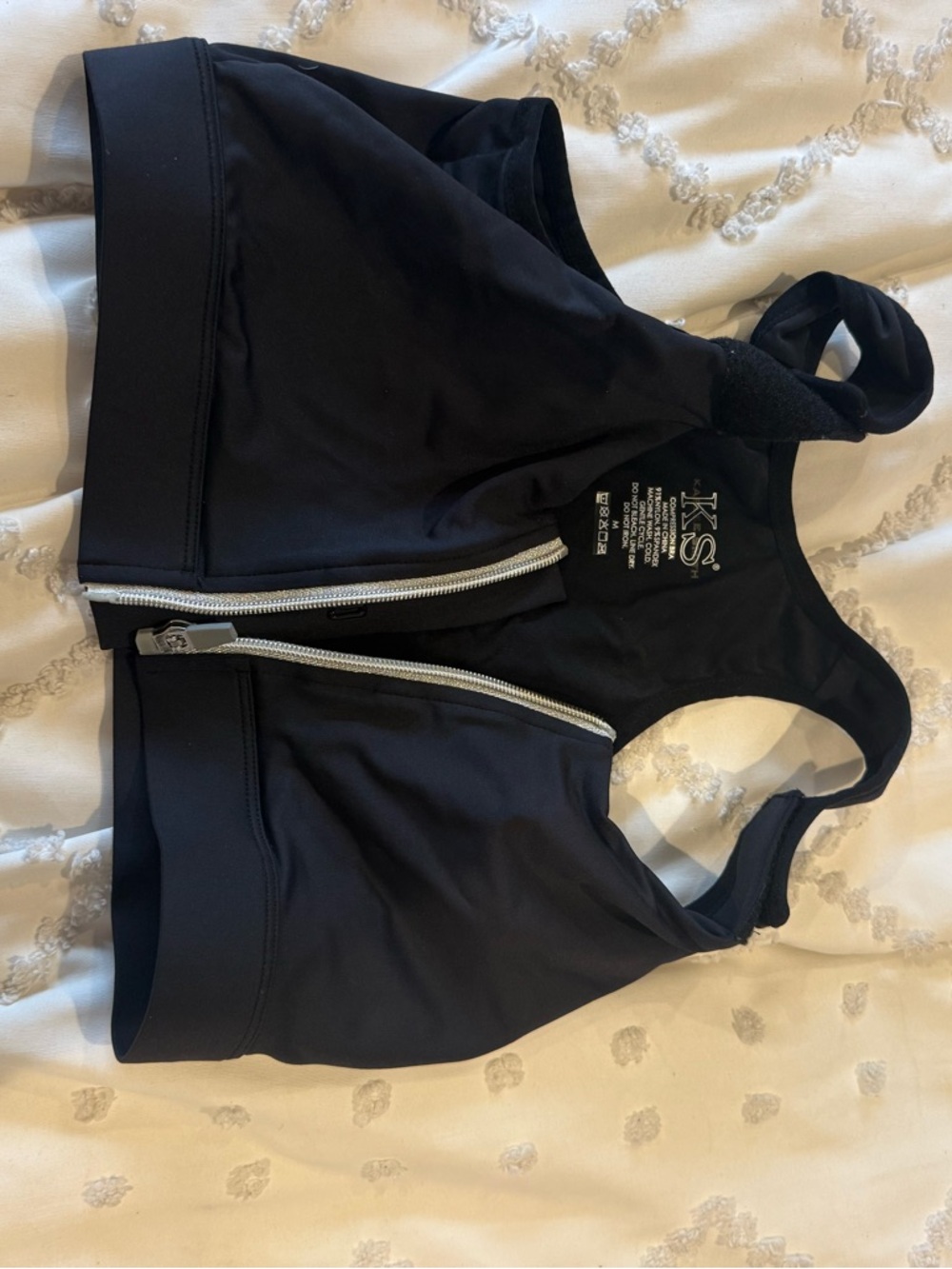 KS Selection Black Front-Zip Sports Bra